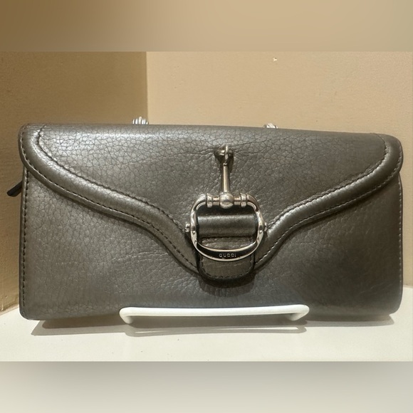 Gucci Metallic Techno Horsebit Long Wallet W/added chain - Picture 3 of 15